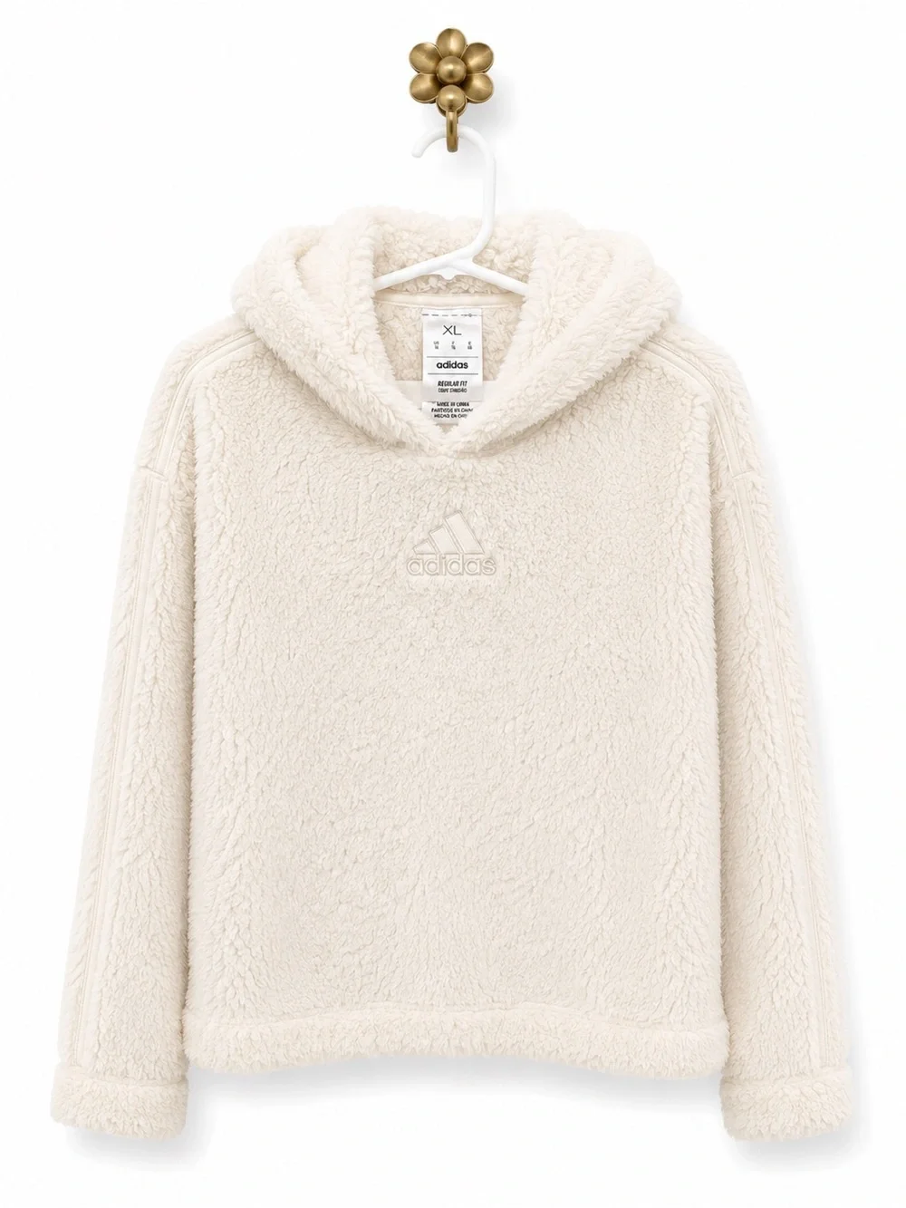 adidas Cream Sherpa Pullover Hoodie